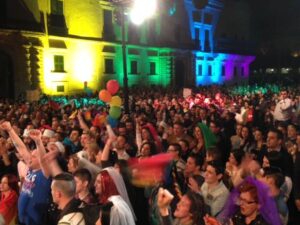 Celebrations in Valletta after the passing of the Civil Unions Bill in Parliament